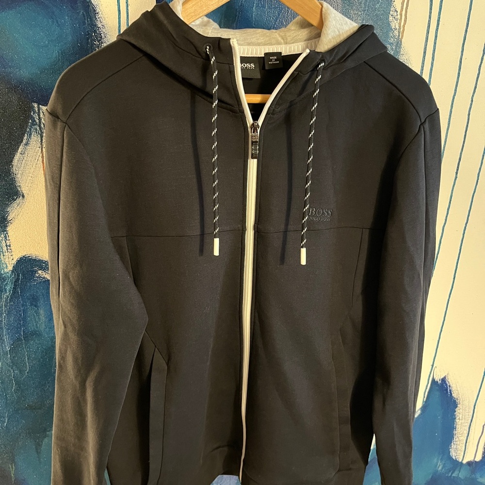 Hugo Boss Men's Black Zip-Up Sweater